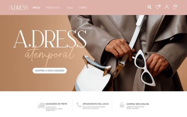 Captura da página inicial de Adress