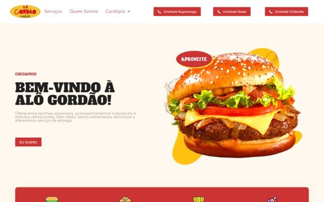 Captura da página inicial de Alô Gordão