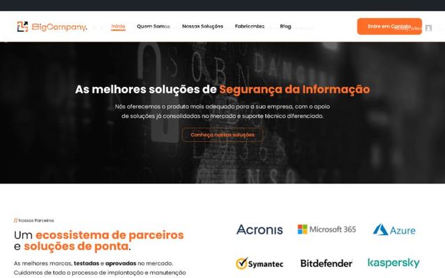 Captura da página inicial de BigCompany