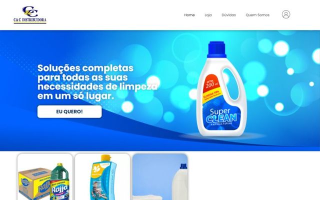Captura da página inicial de C&C Distribuidora