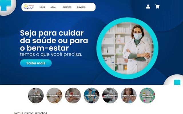 Captura da página inicial de Drogaria Ideal