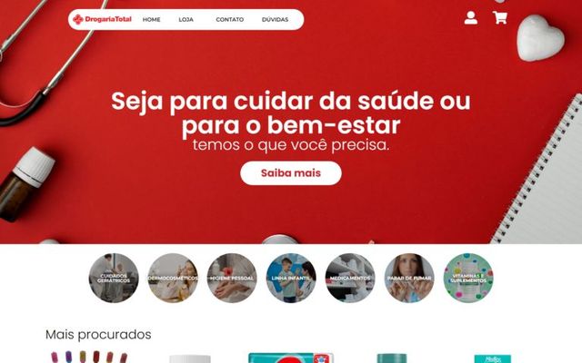 Captura da página inicial de Drogaria Total