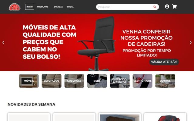 Captura da página inicial de Eletromóveis Brasil
