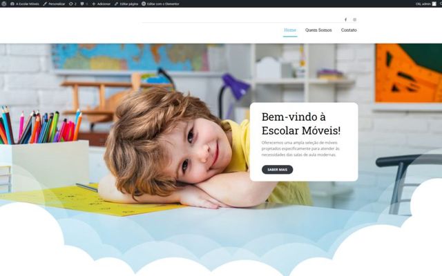 Captura da página inicial de Escolar Móveis