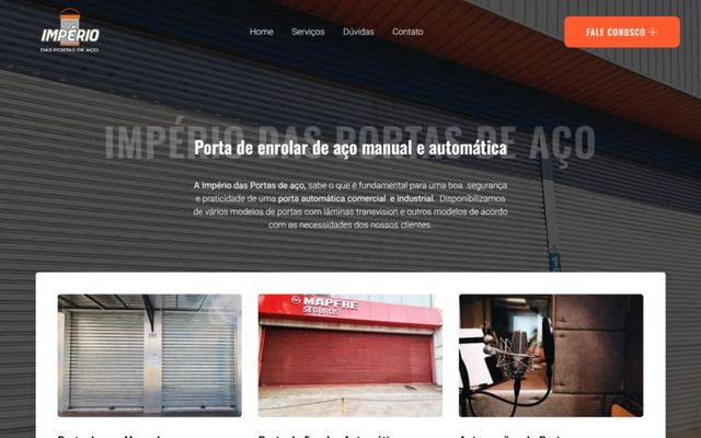 Captura da página inicial de Império Portas de Aço