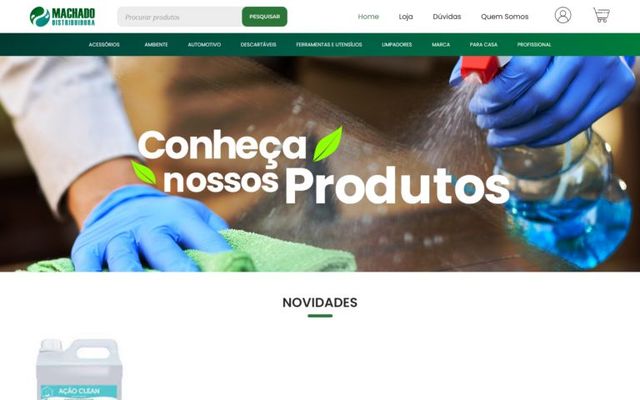 Captura da página inicial de Machado Distribuidora
