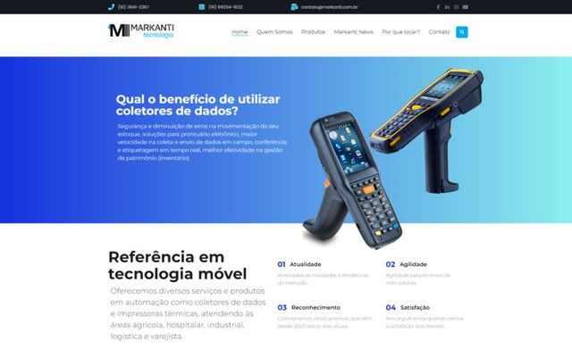 Captura da página inicial de Markanti Tecnologia