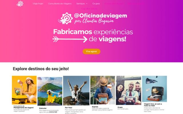 Captura da página inicial de Oficina de Viagem