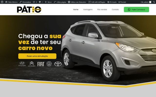 Captura da página inicial de Pátio Motors