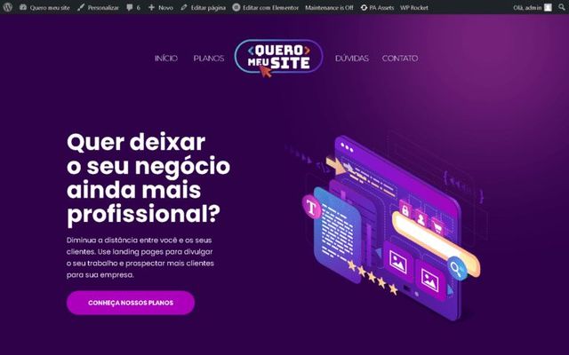 Captura da página inicial de Quero Meu Site