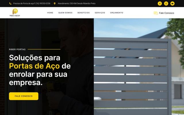 Captura da página inicial de Riber Portas