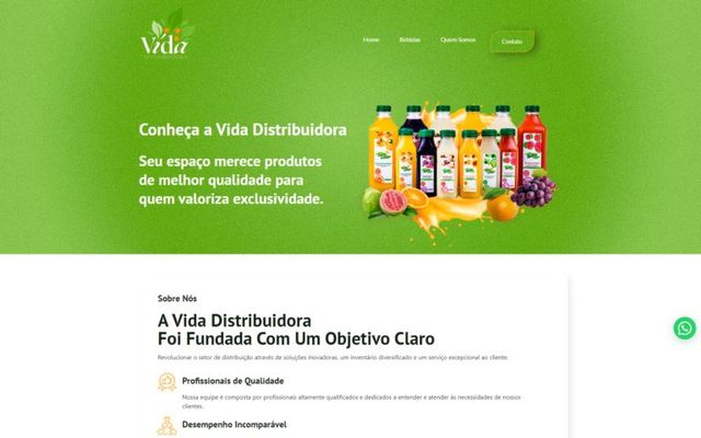 Captura da página inicial de Vida Distribuidora
